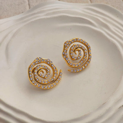 Luke Twirl Zircon Stud Earrings-3  taahirajewellery