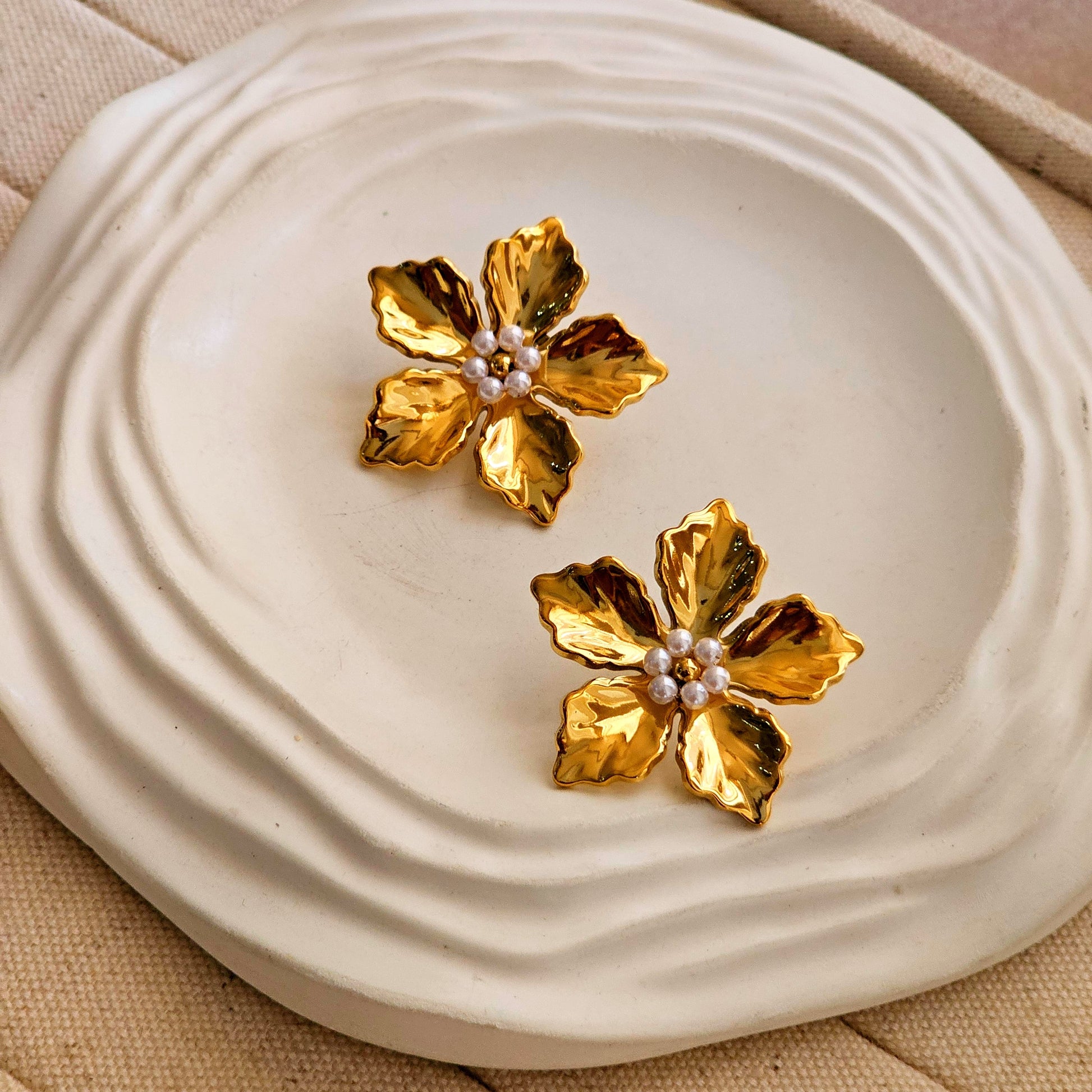 Celine Flower Stud Earrings-3  taahirajewellery