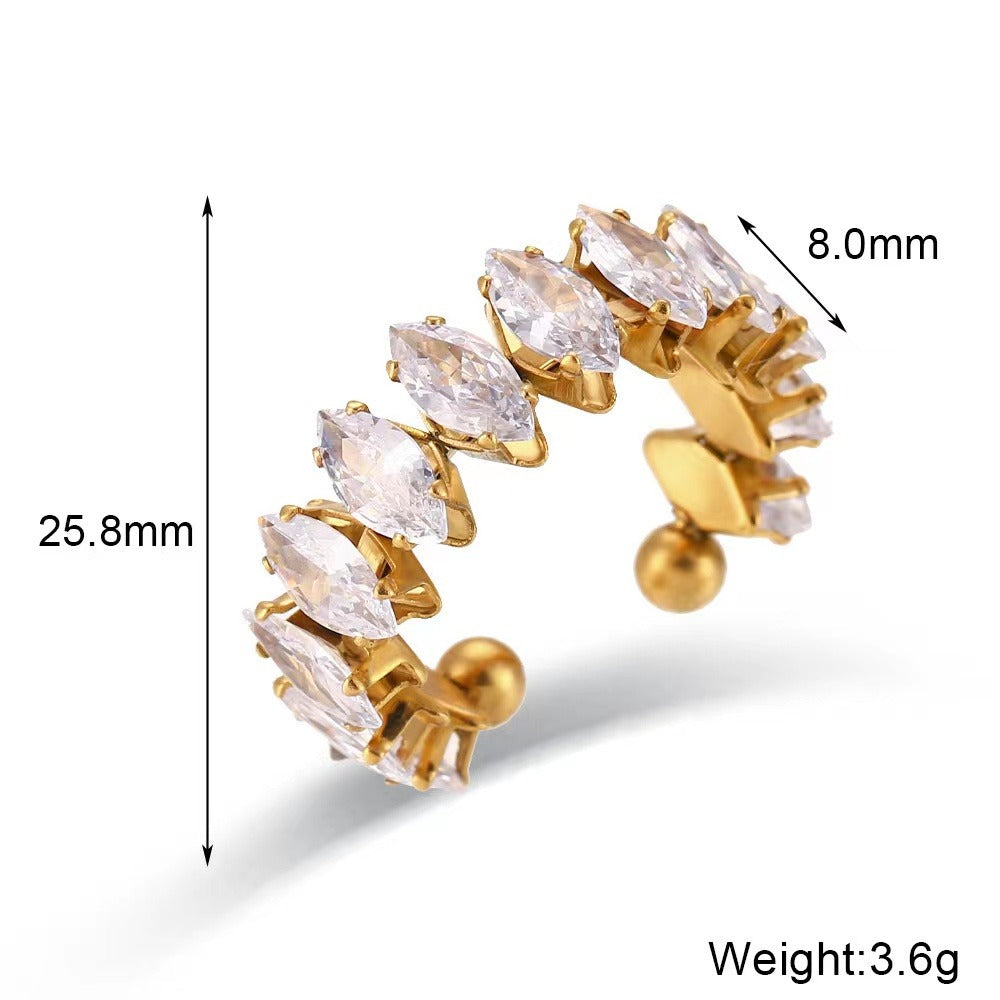 Zircon Marquise Gold Plated Adjustable Ring-5  taahirajewellery