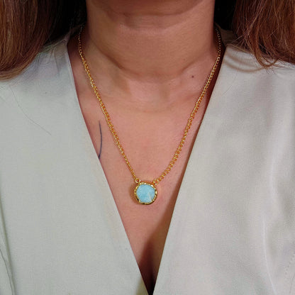 Aventurine Stud Brass Necklace-1  taahirajewellery