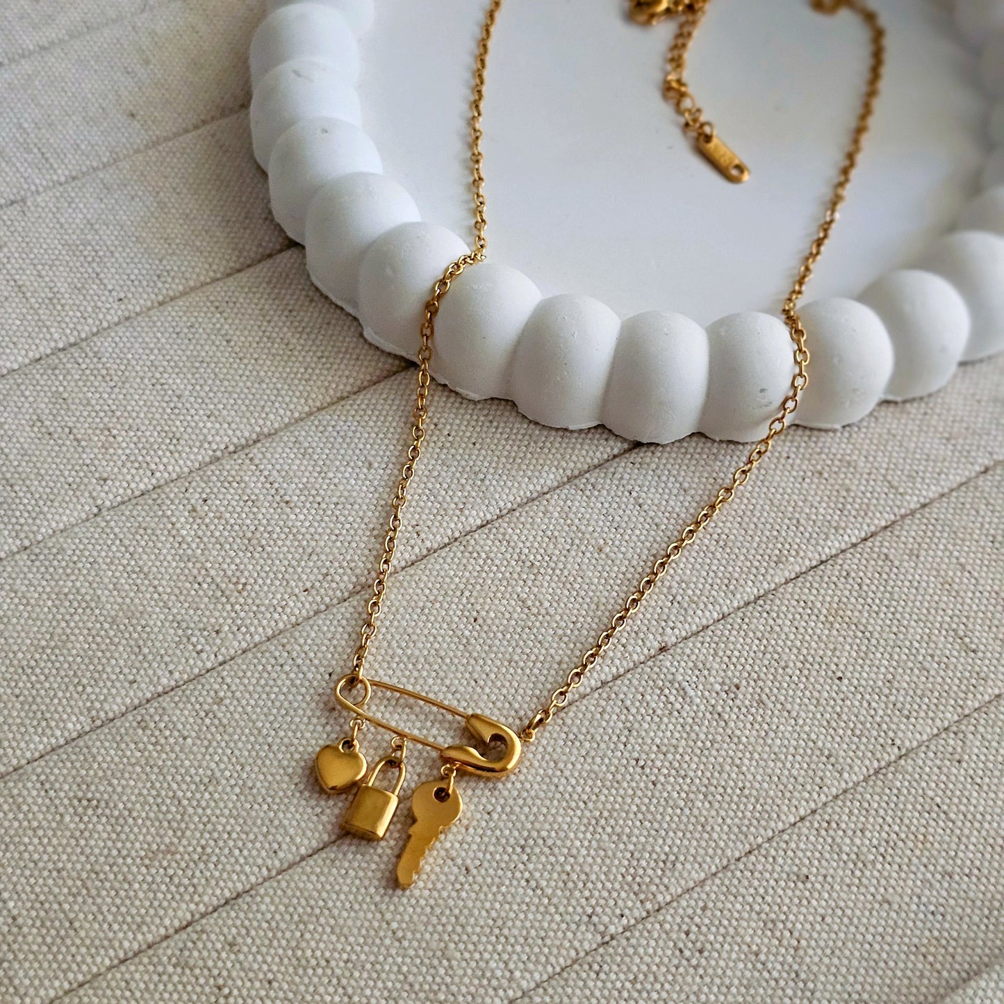 Safety Pin Charm Necklace