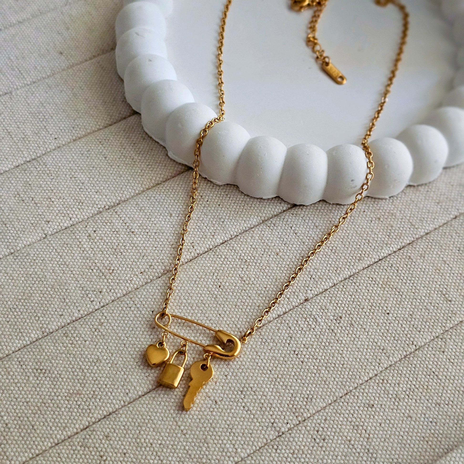 Safety Pin Charm Necklace