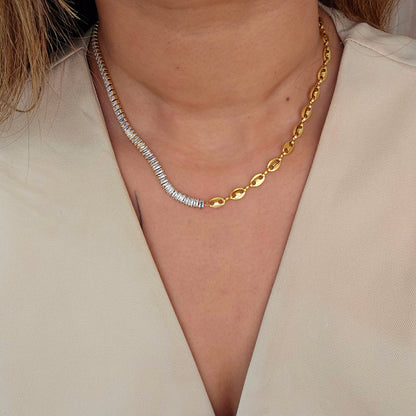 Baguette shape Zircon tennis necklace-2  taahirajewellery