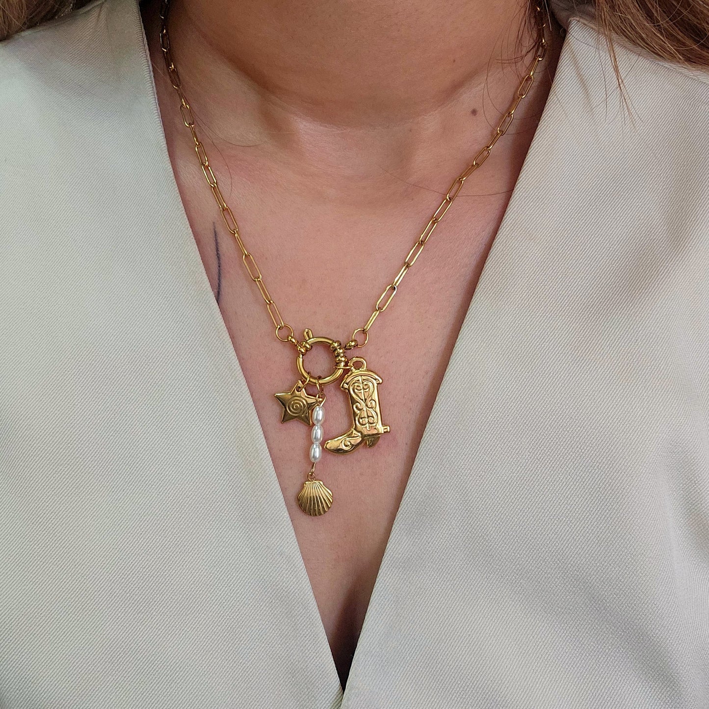 Boots Charm Lock Necklace-2  taahirajewellery