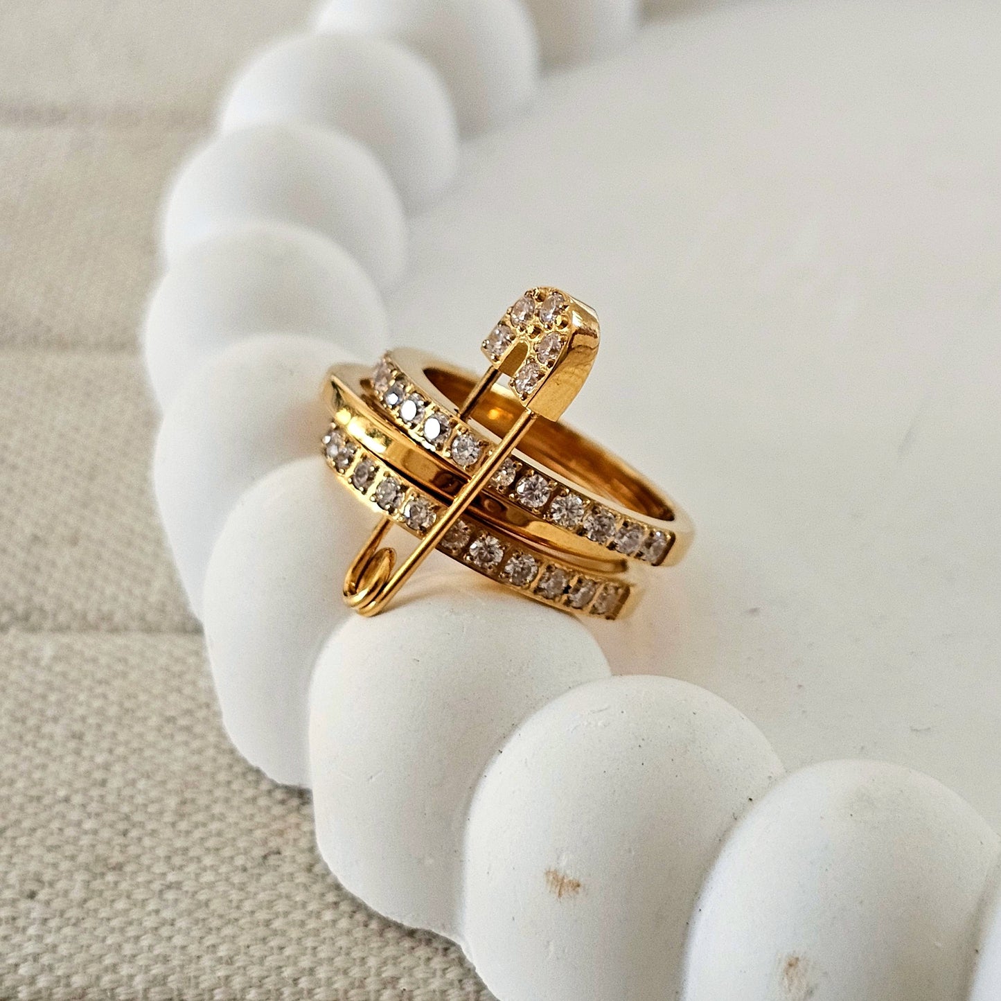 Safety Pin Layered Ring