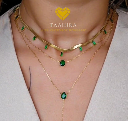Double Layered Emerald stone Neckalce-3  taahirajewellery