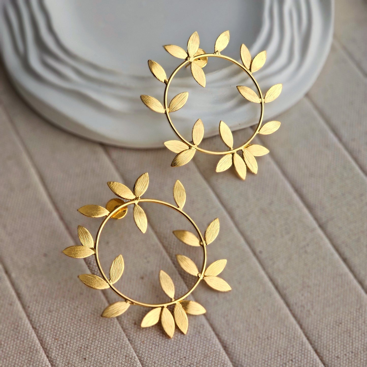 Leaf Brass Earrings-3  taahirajewellery
