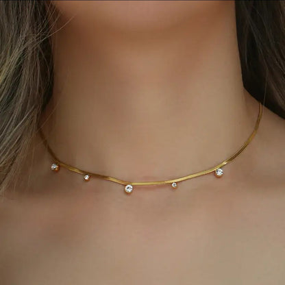 18K G.P Zircon Studded Necklace-5  taahirajewellery