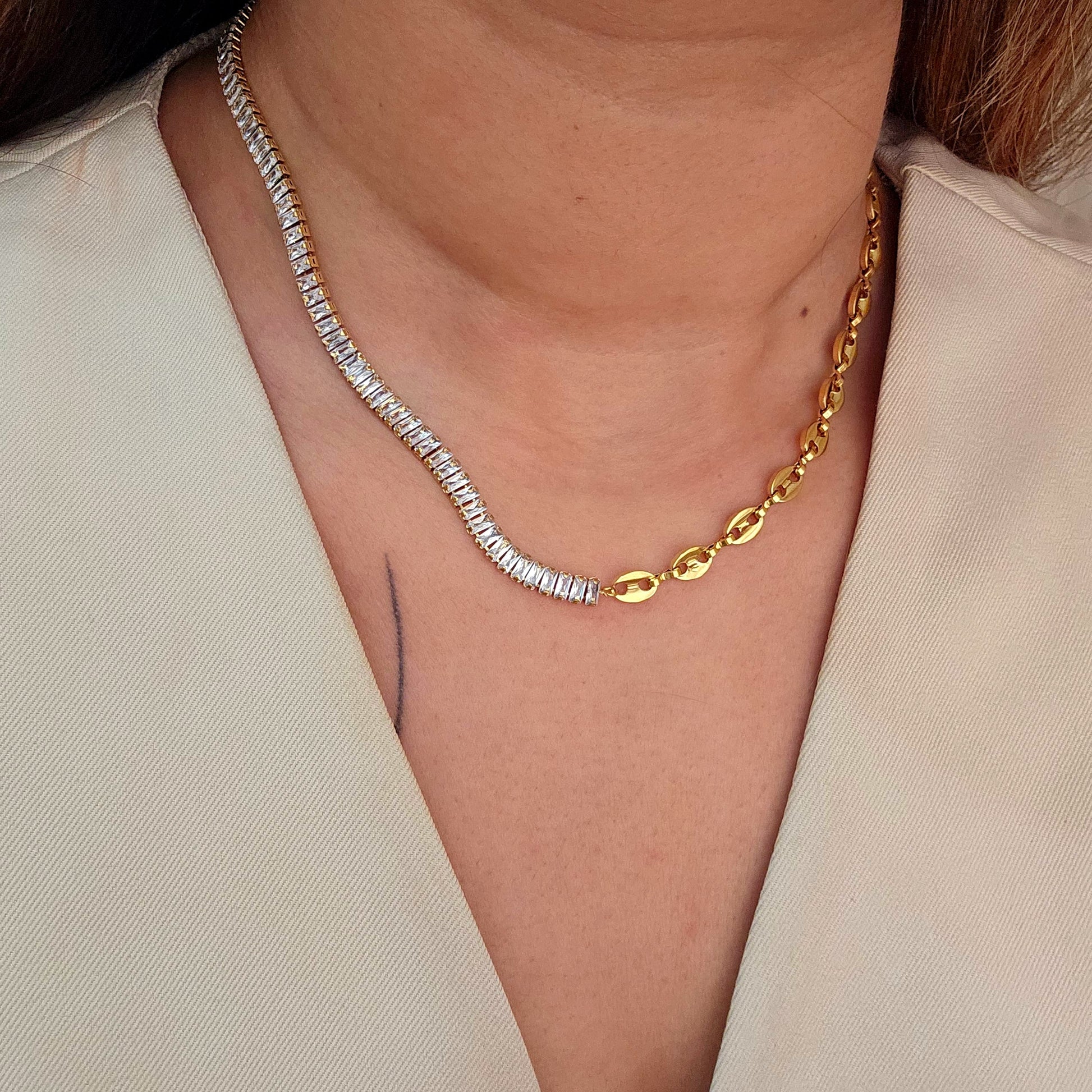 Baguette shape Zircon tennis necklace-5  taahirajewellery