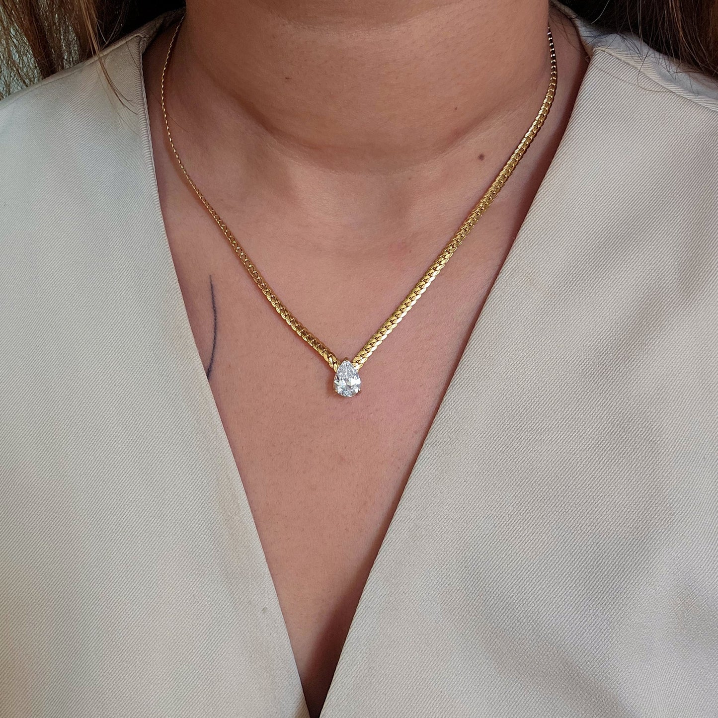 Opal Stud Gold Plated Necklace-1  taahirajewellery