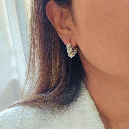 V Shape Pearl Studded Earrings-1  taahirajewellery