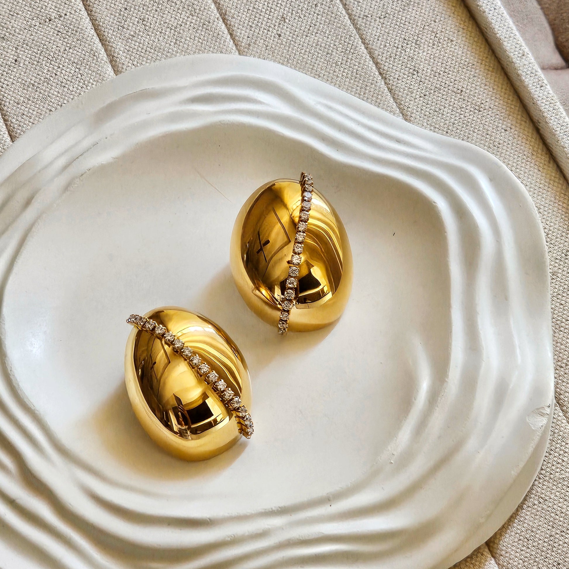 18kt Gold Plated Zircon Stud Earrings-3  taahirajewellery