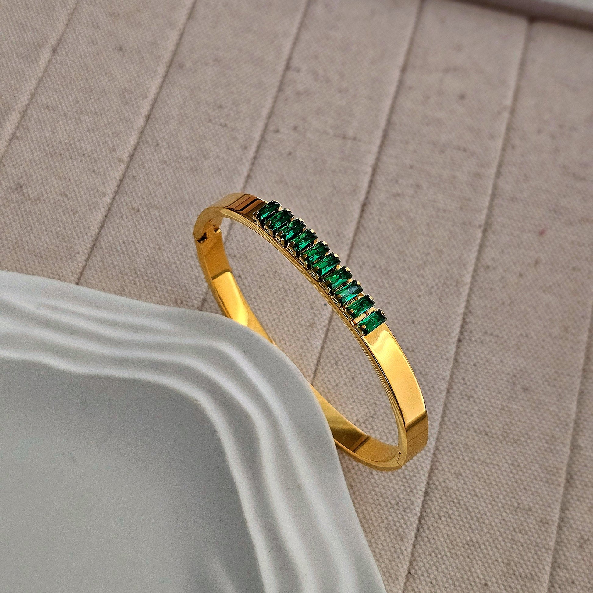 Rihanna Green Baguette Bracelet-1  taahirajewellery