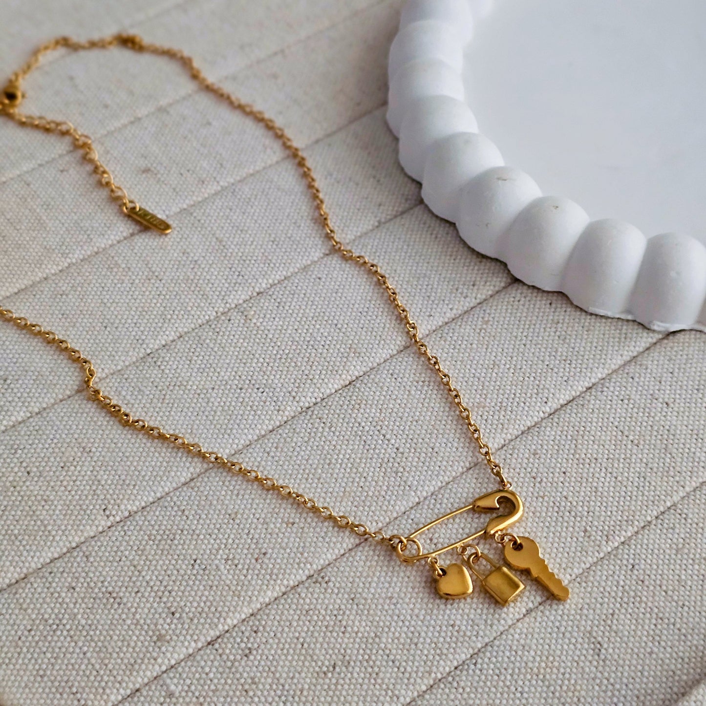 Safety Pin Charm Necklace