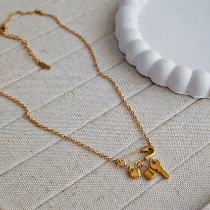 Safety Pin Charm Necklace
