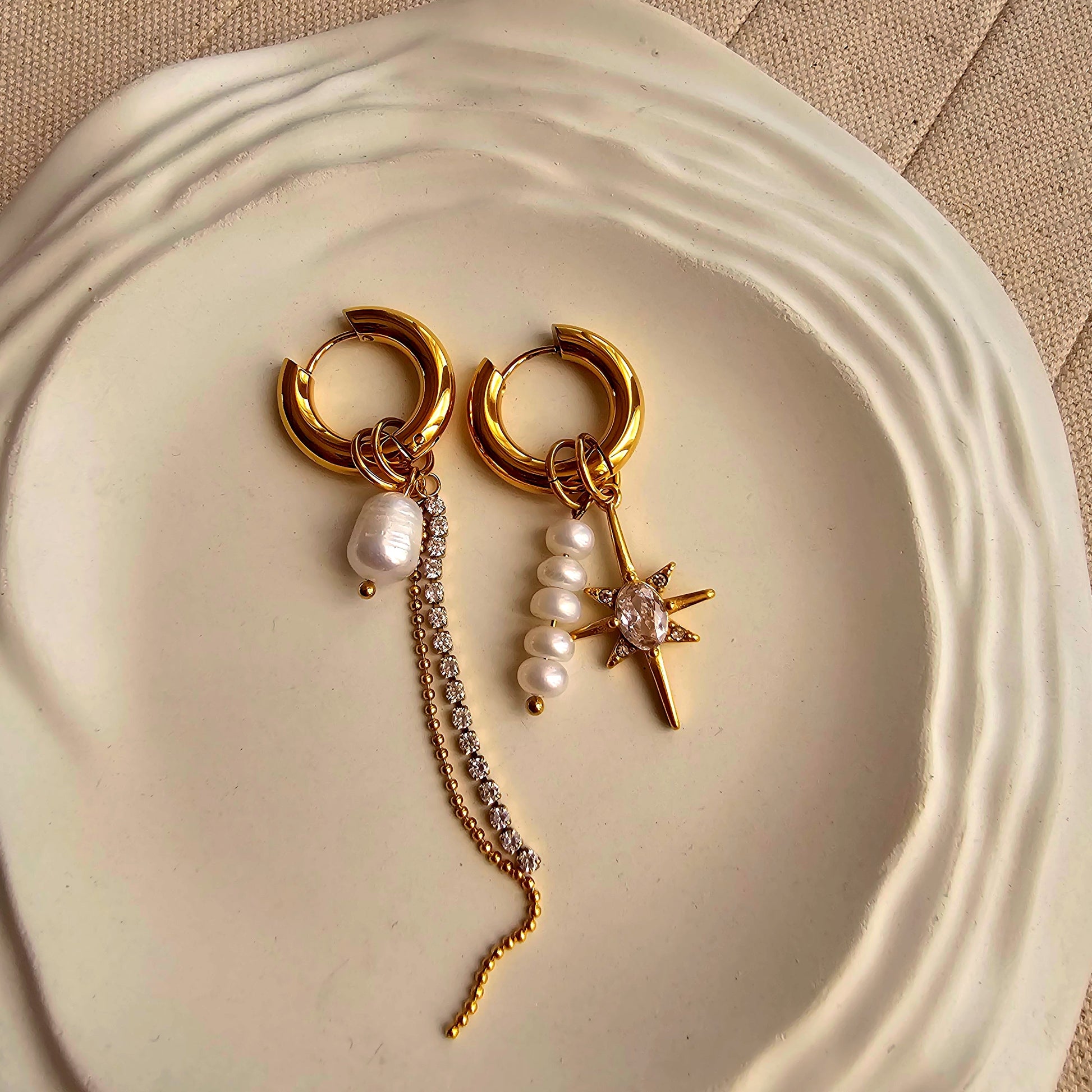 Flora Zircon Pearl Earrings-4  taahirajewellery