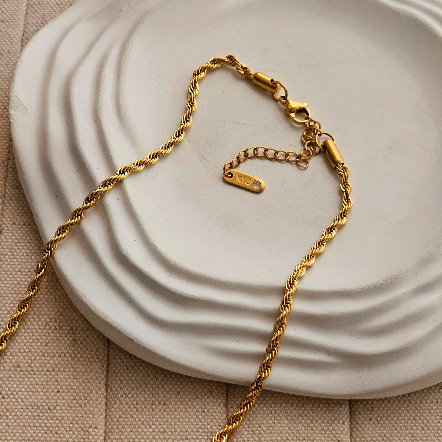 18kt G.P Rope Chain Necklace-3  taahirajewellery