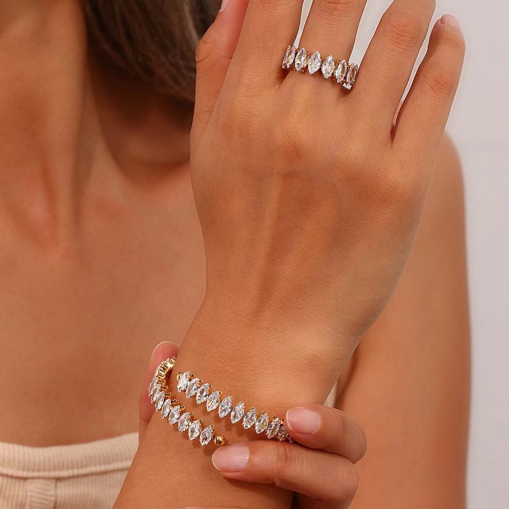 18kt Gold Plated Zircon Marquise cut bracelet-3  taahirajewellery