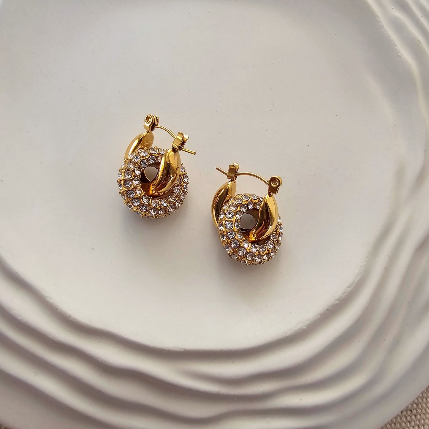 Angel Gold Plated Zircon Earrings-2  taahirajewellery