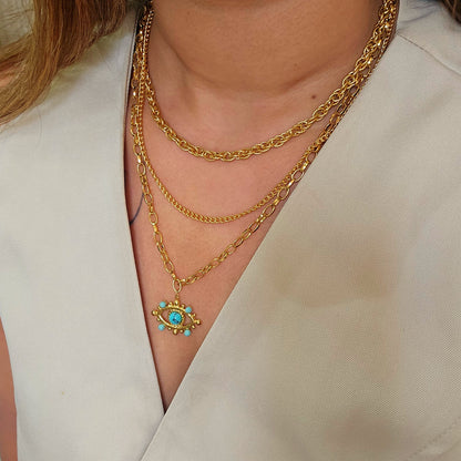 Triple Layered Evil Eye Necklace-2  taahirajewellery