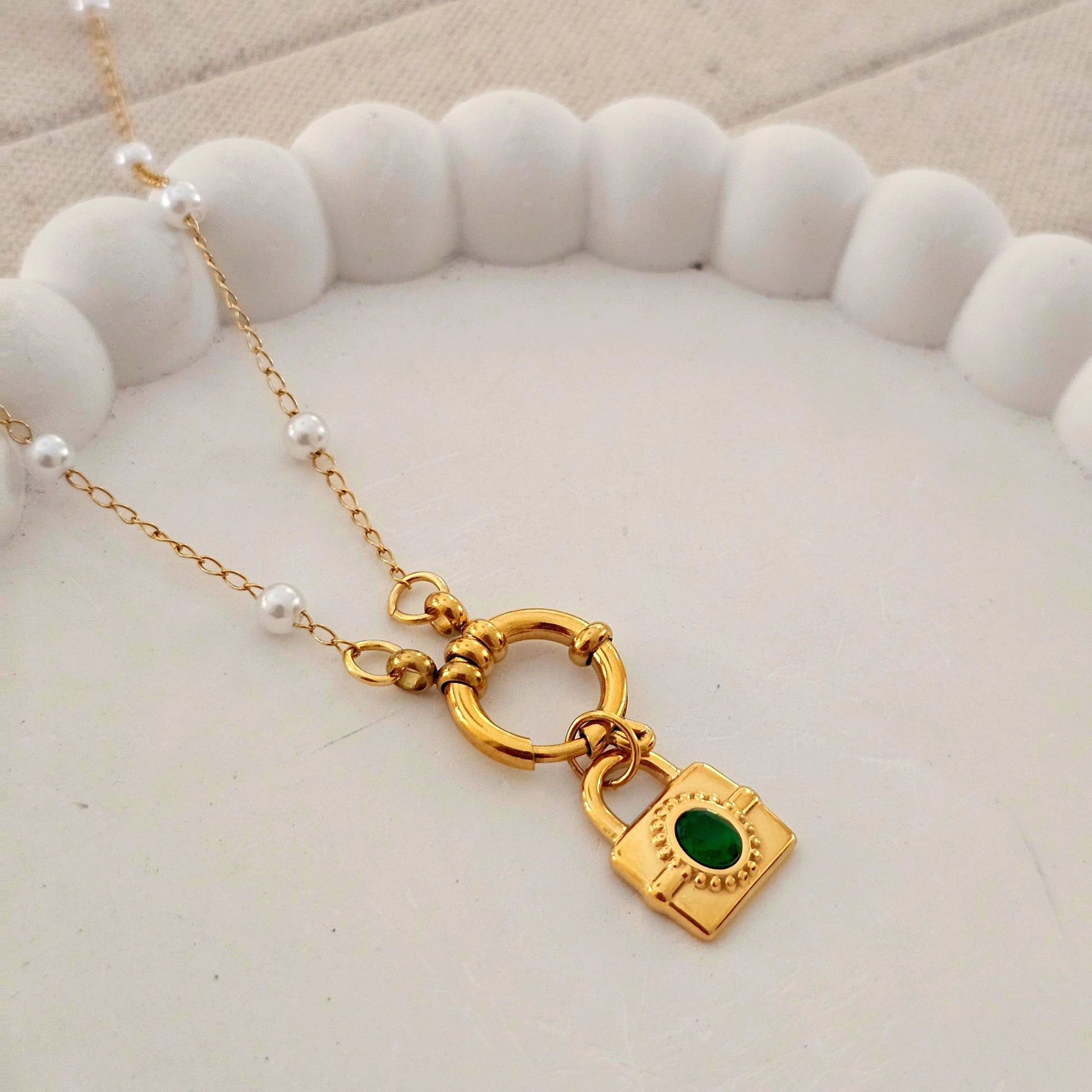 Emerald Lock Charm