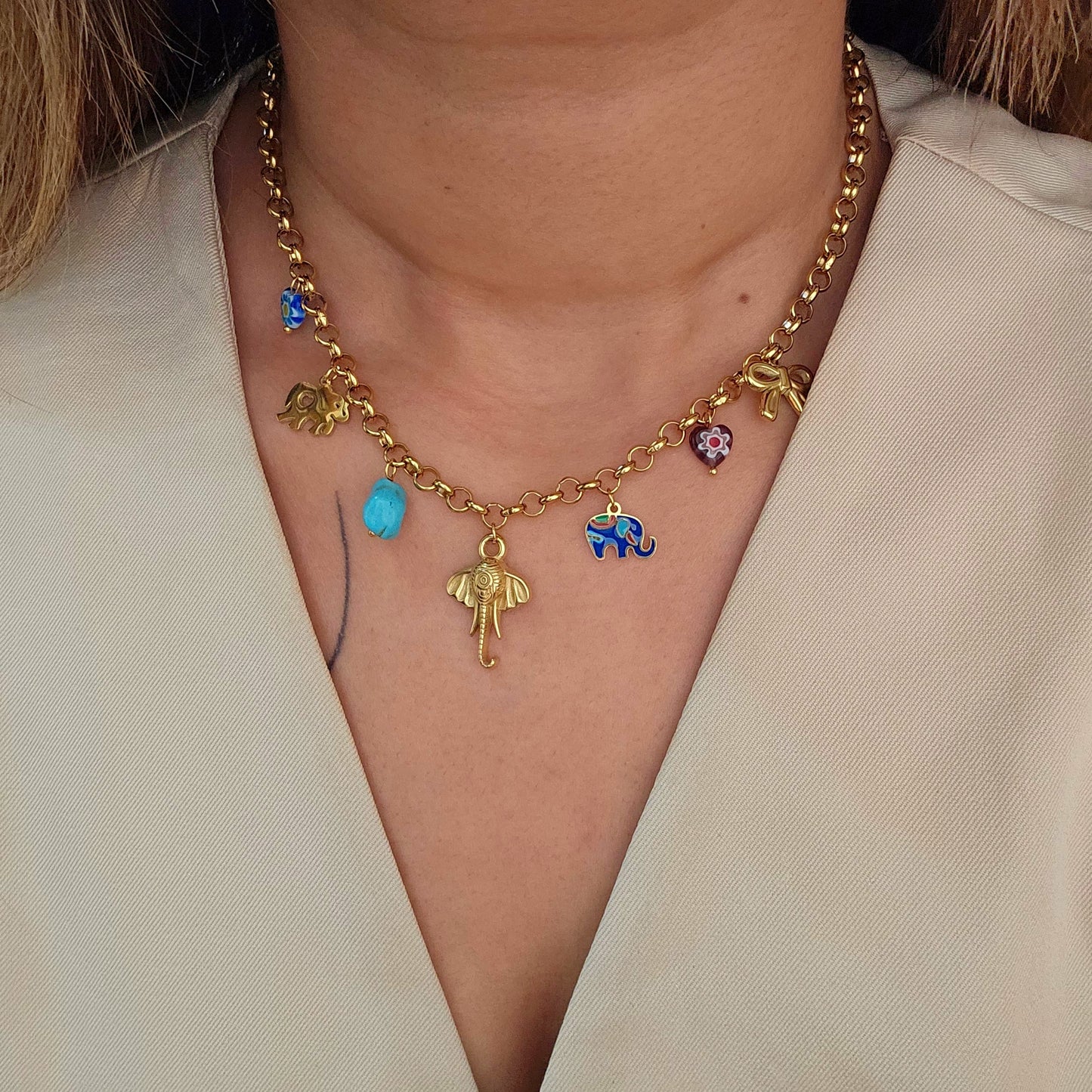 Haathi Charm Necklace-2  taahirajewellery
